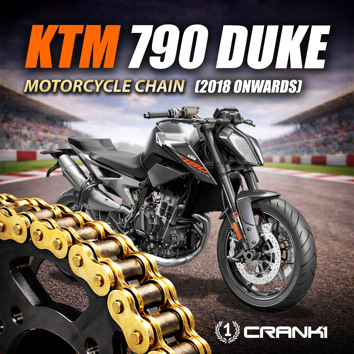 Chain For KTM 790 Duke (2018 Onwards) - 520 Pitch x 118 Links Gold (ZVMX) - CRANK1