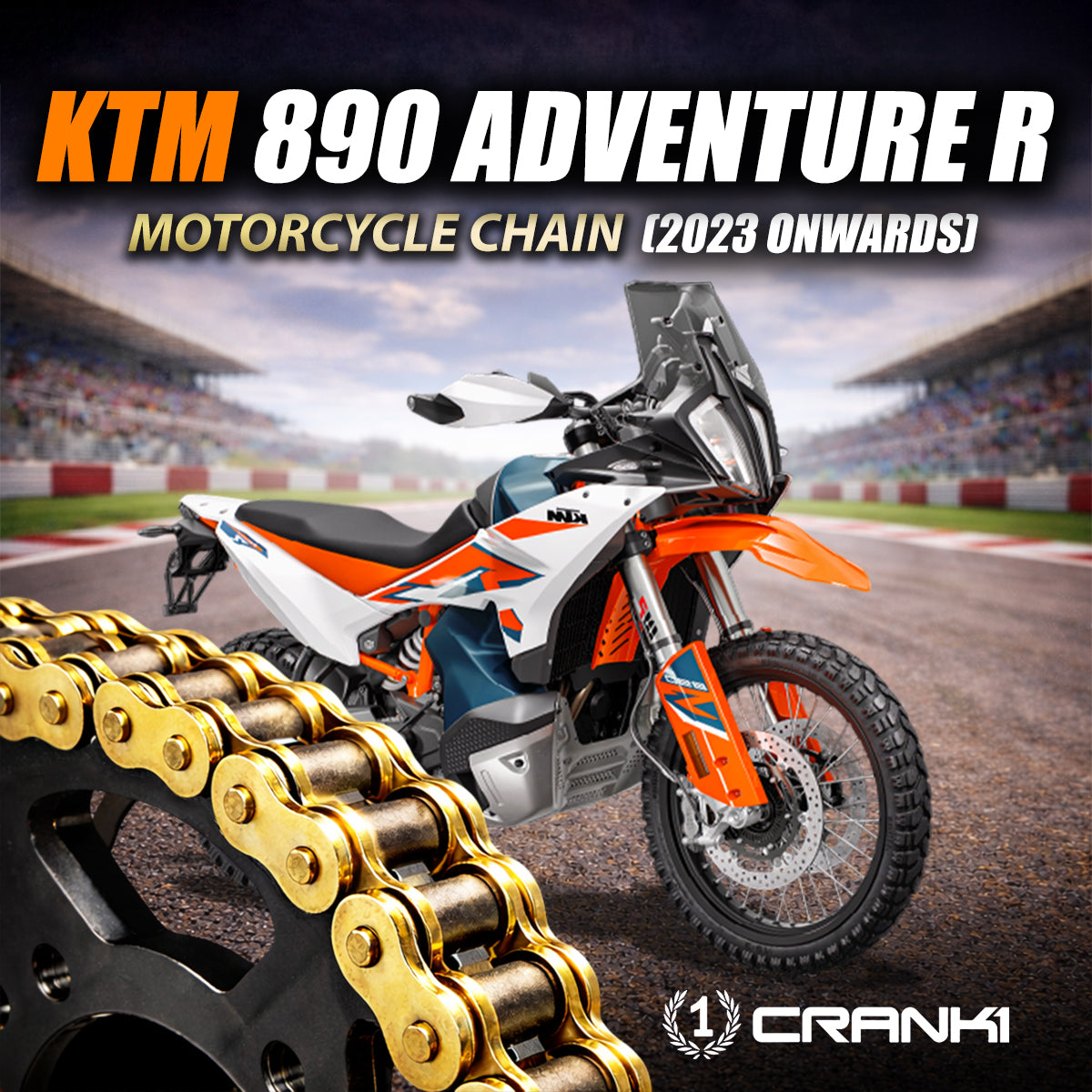 Chain For KTM 890 Adventure R (2023 Onwards) - 520 Pitch x 118 Links Gold (ZVMX) - CRANK1