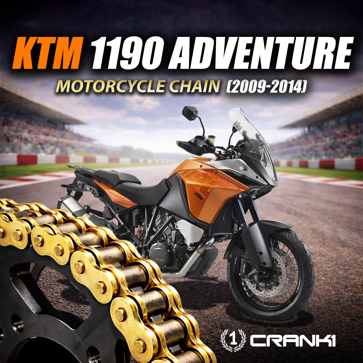Chain For KTM Adventure 1190 (2009-2014) - 525 Pitch x 118 Links Gold (ZVMX) - CRANK1