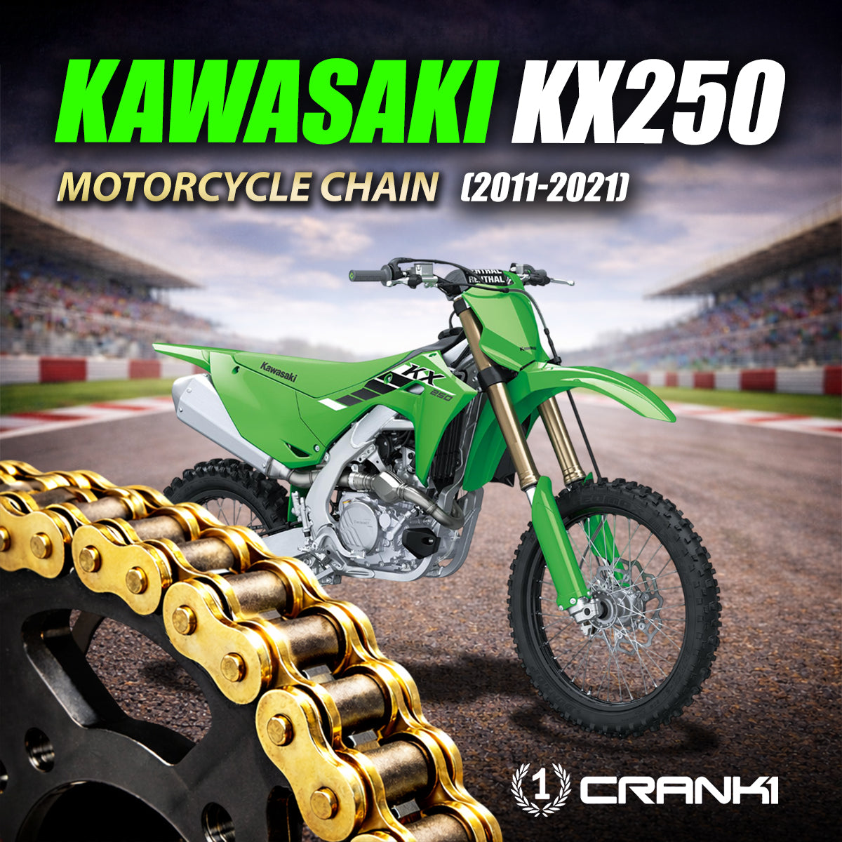 Chain For Kawasaki KX 450F (2016-2021) - 520 Pitch x 114 Links Gold (ZVMX) - CRANK1