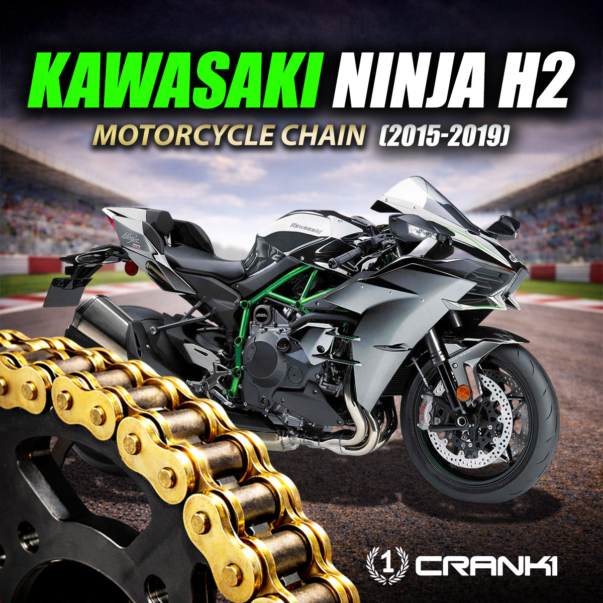 Chain For Kawasaki Ninja H2 (2015-2019) - 525 Pitch x 118 Links Gold (ZVMX) - CRANK1