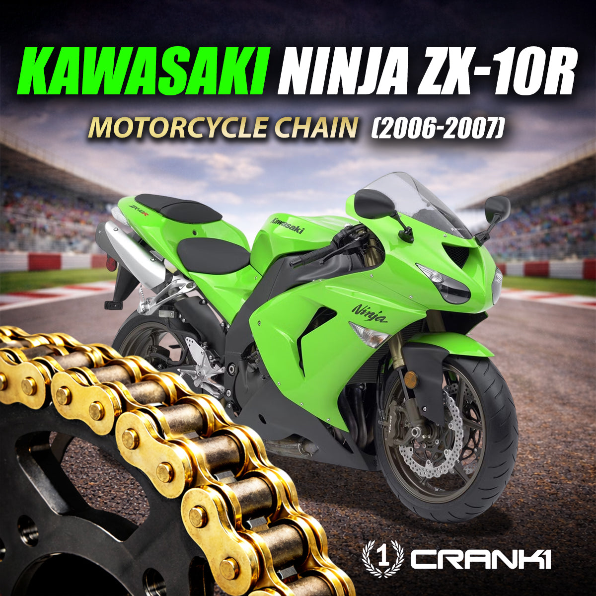 Chain For Kawasaki Ninja ZX-10R (2006-2007) - 525 Pitch x 110 Links Gold (ZVMX) - CRANK1