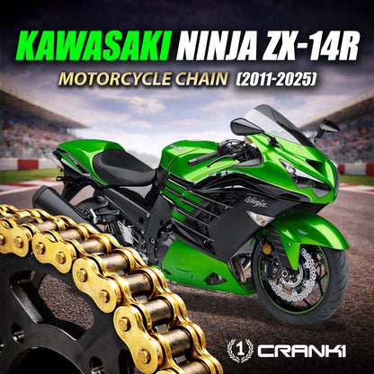 Chain For Kawasaki Ninja ZX-14R (2011-2025) - 530 Pitch x 118 Links Gold (ZVMX) - CRANK1