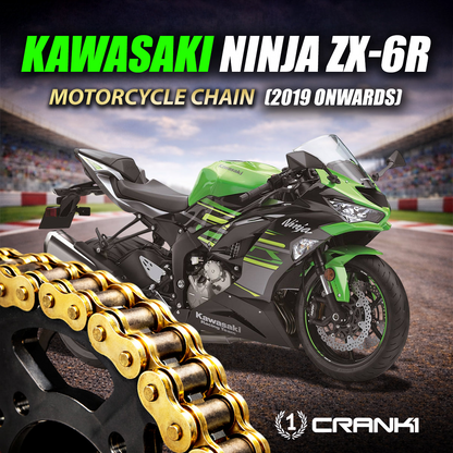 Chain For Kawasaki Ninja ZX-6R (2019 Onwards) - 520 Pitch x 112 Links Gold (ZVMX) - CRANK1
