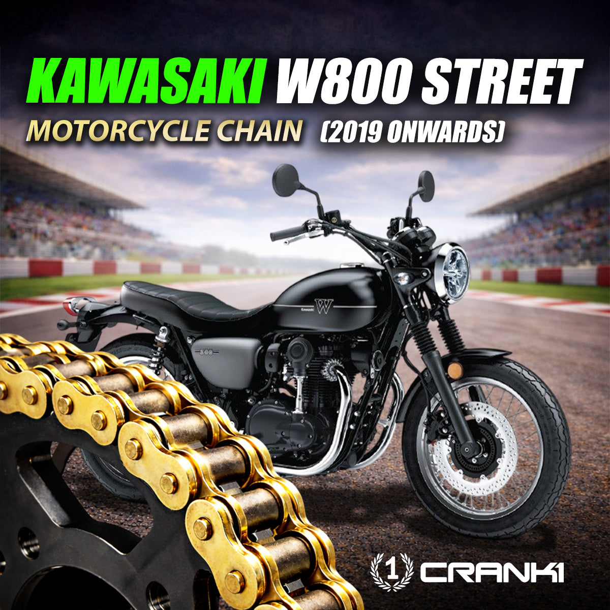 Chain For Kawasaki W800 Street (2019 Onwards) - 520 Pitch x 106 Links Gold (ZVMX) - CRANK1