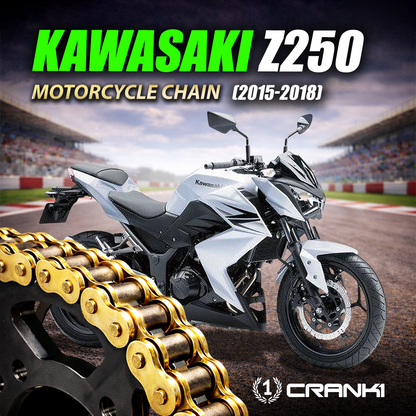 Chain For Kawasaki Z250 (2015-2018) - 520 Pitch x 106 Links Gold (ZVMX) - CRANK1