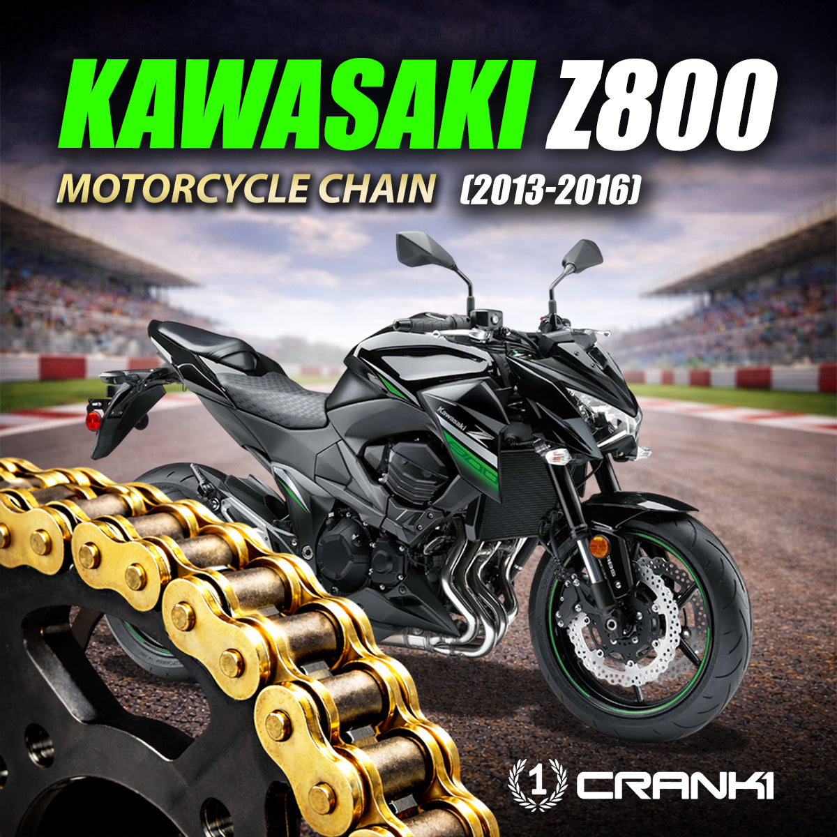 Chain For Kawasaki Z800 (2013-2016) - 520 Pitch x 114 Links Gold (ZVMX) - CRANK1