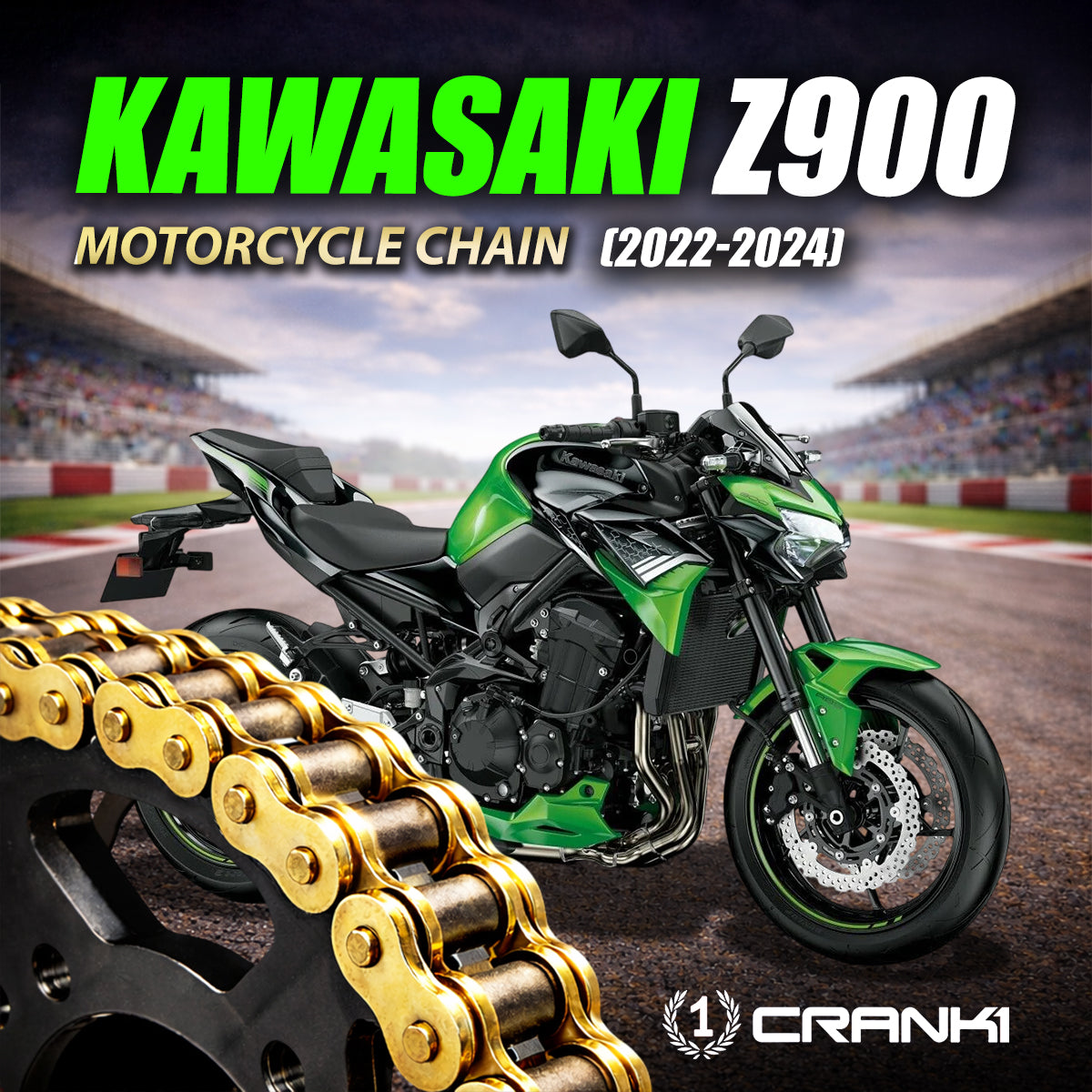 Chain For Kawasaki Z900 (2022-2024)- 525 Pitch x 114 Links Gold (ZVMX) - CRANK1