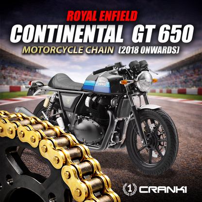 Chain For Royal Enfiled Continental GT 650 (2018 Onwards) - 525 Pitch x 100 Links Gold (ZVMX) - CRANK1