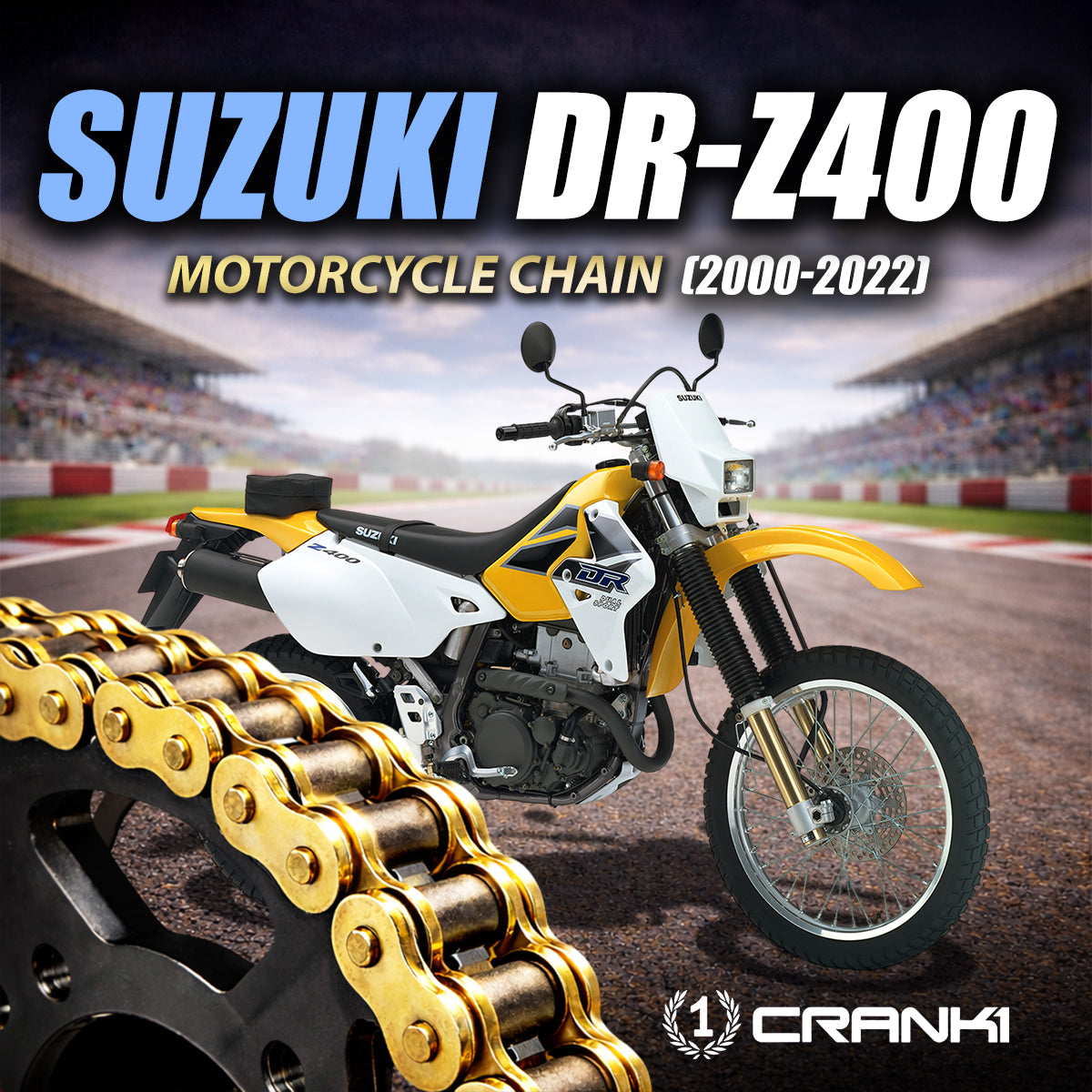 Chain For Suzuki DR-Z400 (2000-2022) - 520 Pitch x 112 Links Gold (ZVMX) - CRANK1