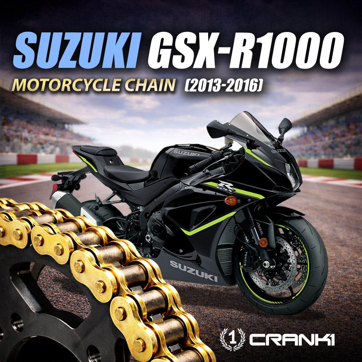 Chain For Suzuki GSX-R1000 (2013-2016) - 525 Pitch x 120 Links Gold (ZVMX) - CRANK1
