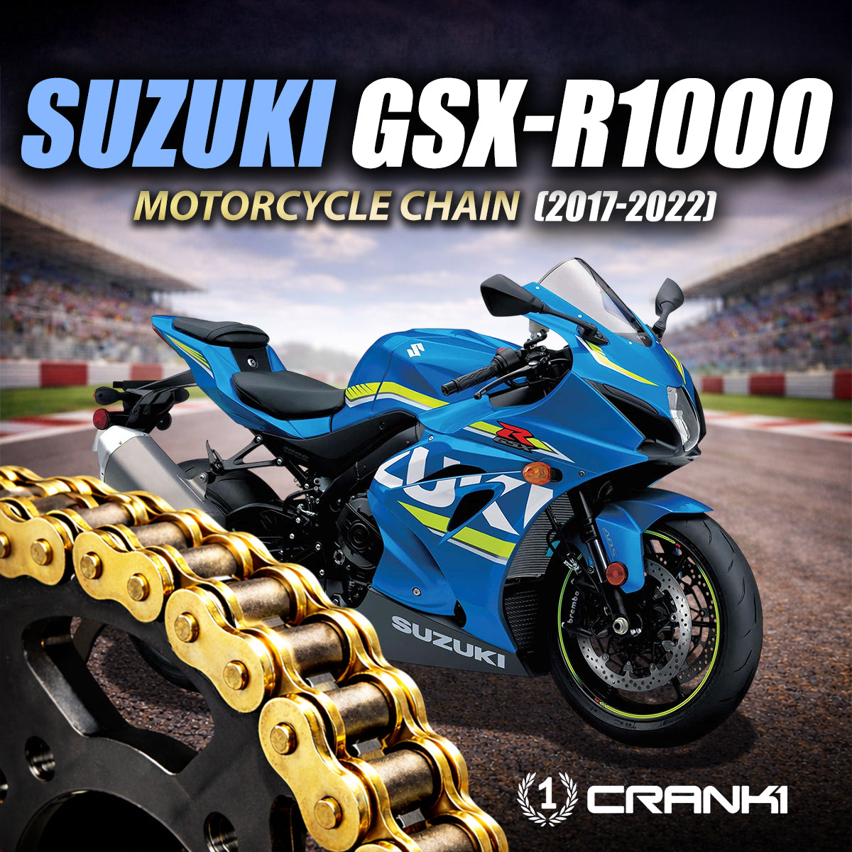 Chain For Suzuki GSX-R1000 (2017-2022) - 525 Pitch x 120 Links Gold (ZVMX) - CRANK1
