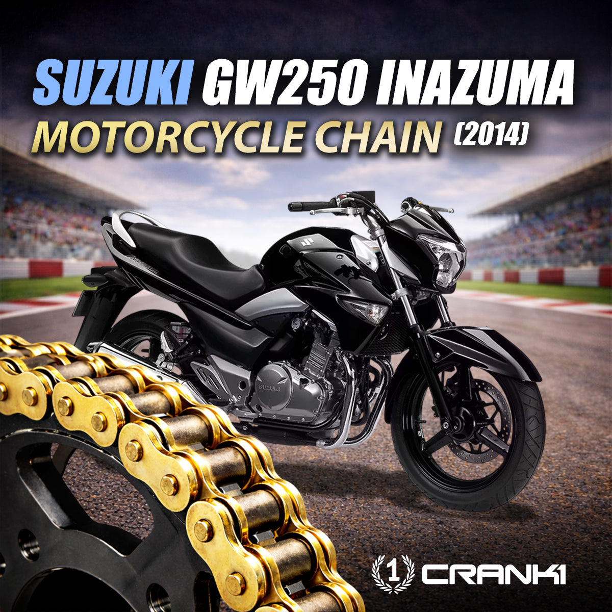 Chain For Suzuki GW250 Inazuma (2014) - 520 Pitch x 118 Links Gold (ZVMX) - CRANK1