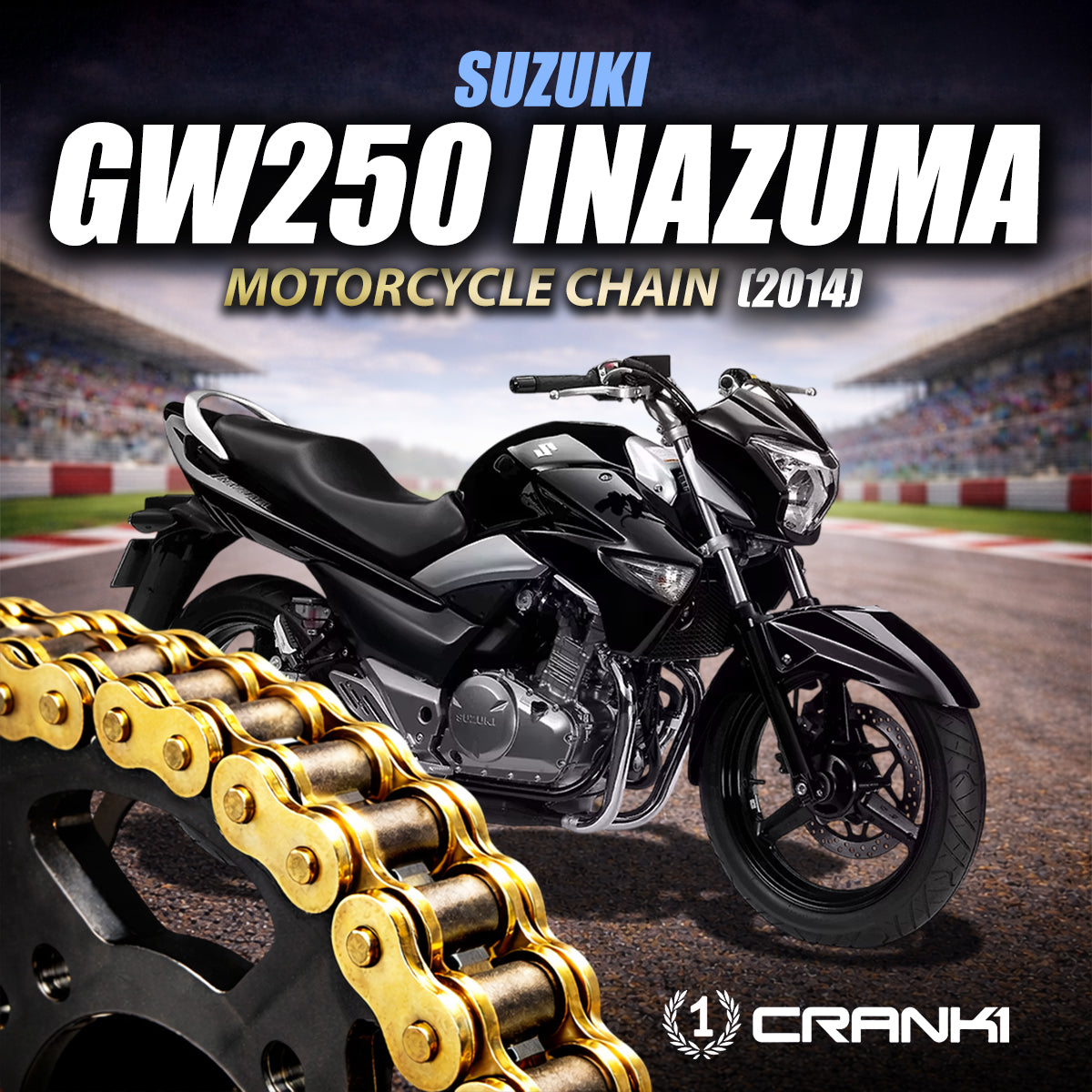 Chain For Suzuki GW250 Inazuma (2014) - 520 Pitch x 116 Links Gold (ZVMX) - CRANK1