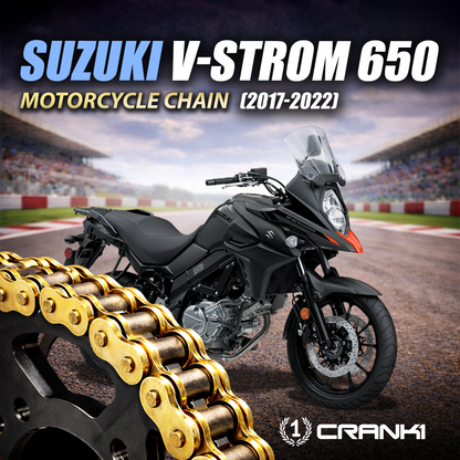 Chain For Suzuki V-Strom 650 (2017-2022) - 525 Pitch x 118 Links Gold (ZVMX) - CRANK1