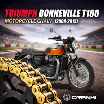 Chain For Triumph Bonneville T100 (2008-2015) - 525 Pitch x 104 Links Gold (ZVMX) - CRANK1