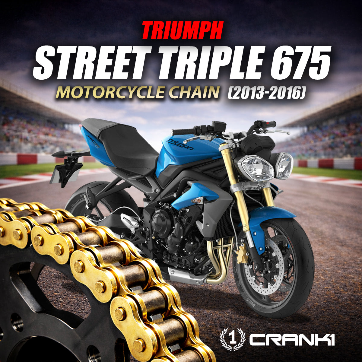 Chain For Triumph Street Triple 675 (2013-2016) - 525 Pitch x 118 Links Gold (ZVMX) - CRANK1