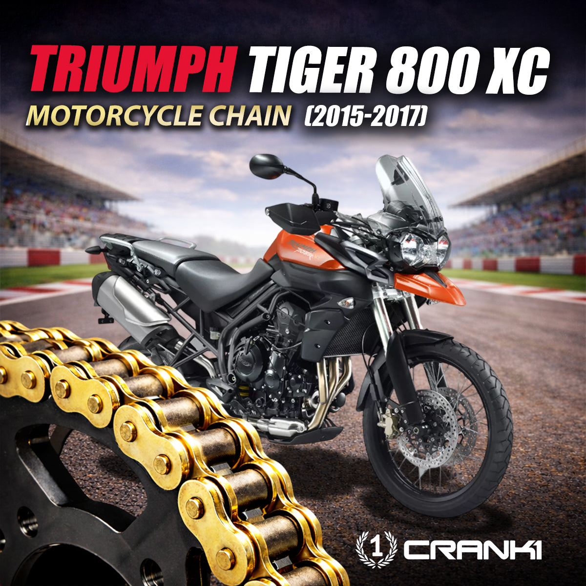 Chain For Triumph Tiger 800 XC (2015-2017) - 525 Pitch x 124 Links Gold (ZVMX) - CRANK1