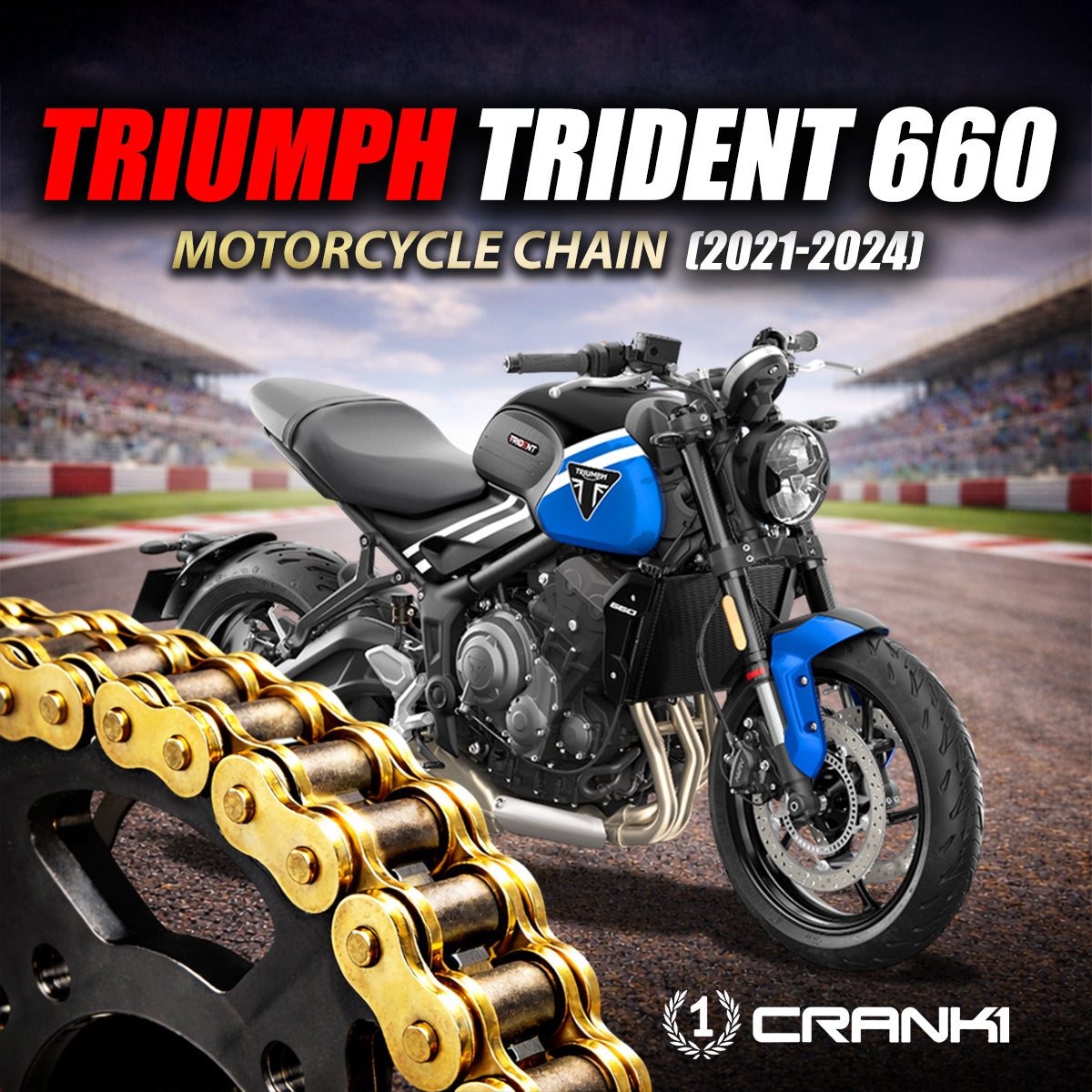 Chain For Triumph Trident 660 (2021-24) - 520 Pitch x 120 Links Gold (ZVMX) - CRANK1