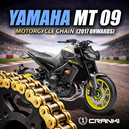 Chain For Yamaha MT-09 (2017 Onwards) - 525 Pitch x 110 Links Gold (ZVMX) - CRANK1