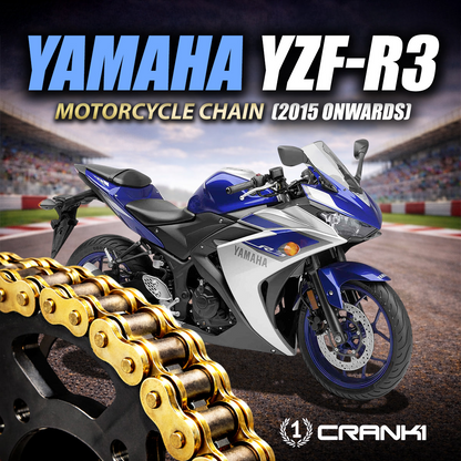 Chain For Yamaha YZF-R3 (2015 Ònwards) - 520 Pitch x 112 Links Gold (ZVMX) - CRANK1