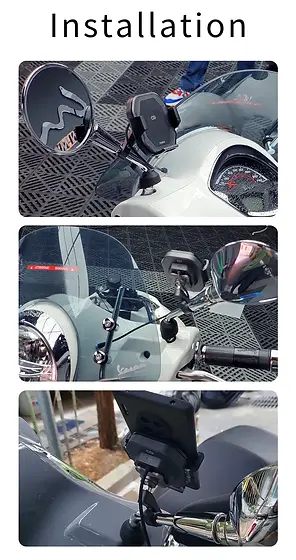 Chigee CG Motorcycle Phone Holder - Side Mirror Pole Mount - MFP0058