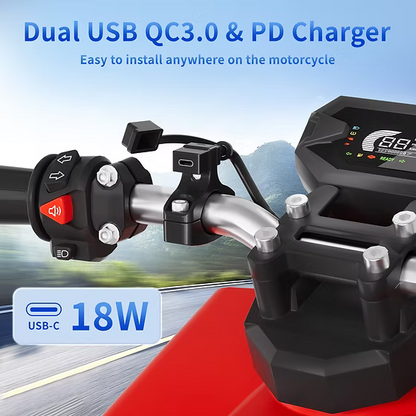 Cliff Top Handlebar Mounted 18W PD USB-C + QC 3.0 (Mini) - TY-B1003