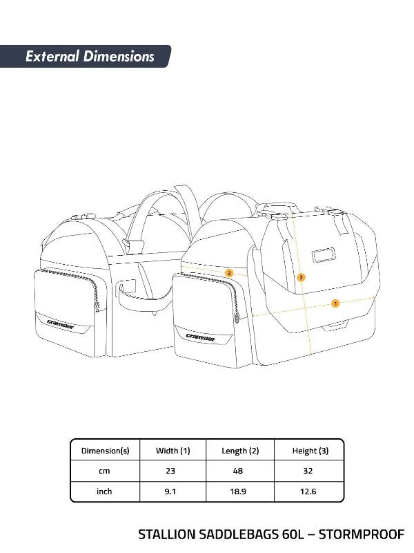 Cramster Stallion Saddlebags 60L – Stormproof