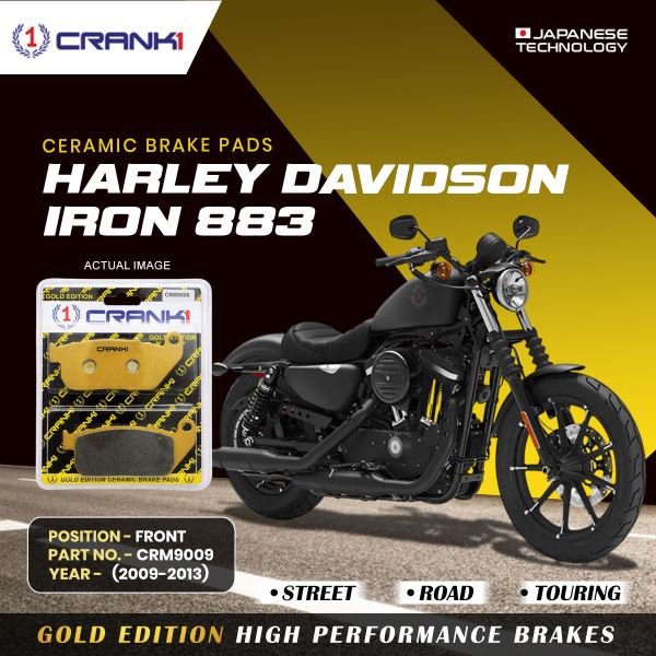 Crank1-Ceramic Brake Pads For Harley Davidson Sportster  Iron 883 (2009-2013)-Front-CRM9009