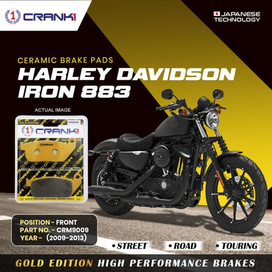 Crank1-Ceramic Brake Pads For Harley Davidson Sportster  Iron 883 (2009-2013)-Front-CRM9009