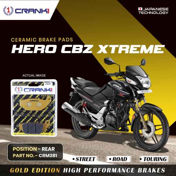 Crank1-Ceramic Brake Pads For Hero CBZ Xtreme (2010)-Rear-CRM281