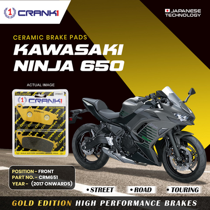 Crank1-Ceramic Brake Pads For Kawasaki Ninja 650 (2017 onwards)-Front-CRM651 (2 set)