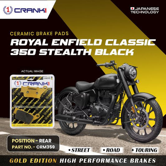 Crank1-Ceramic Brake Pads For Royal Enfield Reborn Classic 350 Stealth Black-Rear-CRM359