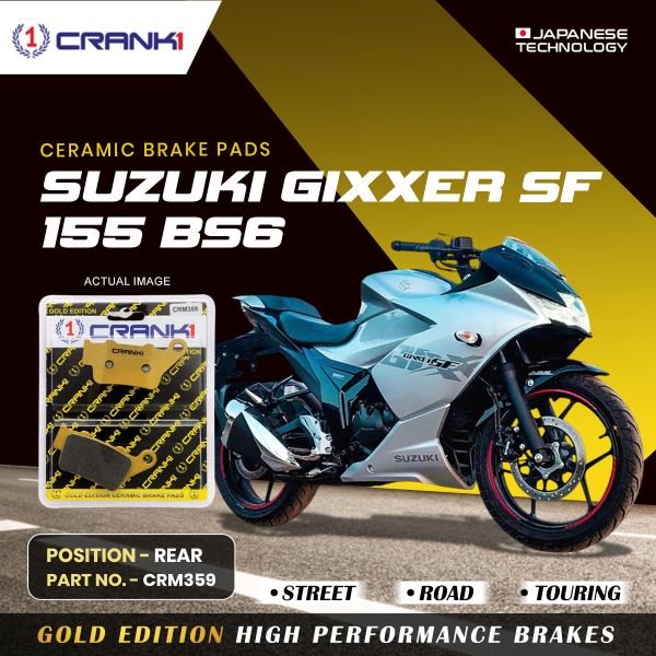 Crank1-Ceramic Brake Pads For Suzuki Gixxer SF 155 BS6-Rear-CRM359