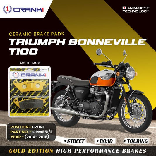 Crank1-Ceramic Brake Pads For Triumph Bonneville T100 (2014-2016)-Front-CRM6512 (2 set)