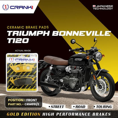 Crank1-Ceramic Brake Pads For Triumph Bonneville T120-Front-CRM6512 (2 Set)