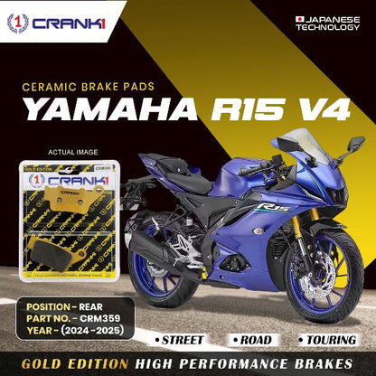 Crank1-Ceramic Brake Pads For Yamaha R15 V4 (2024-2025)-Rear-CRM359