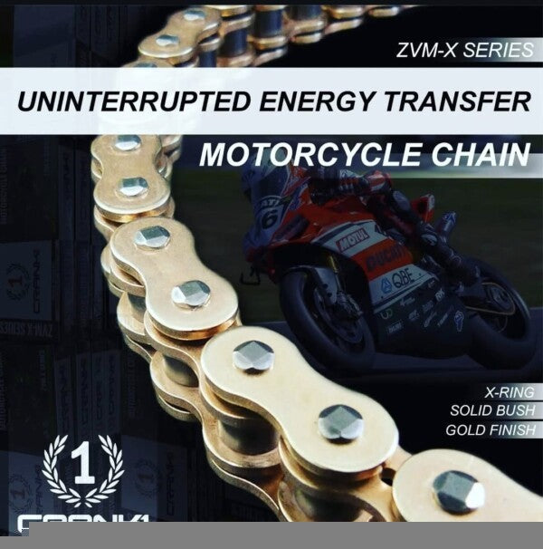Crank1 Chain For Kawasaki Ninja 1000 (2011-2014) – 525 Pitch x 112 Links Gold (ZVMX)