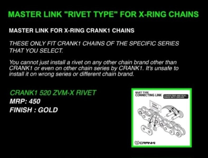 Crank1 Chain Master Link For X-Ring – 520 ZVM-X-Rivet Lock