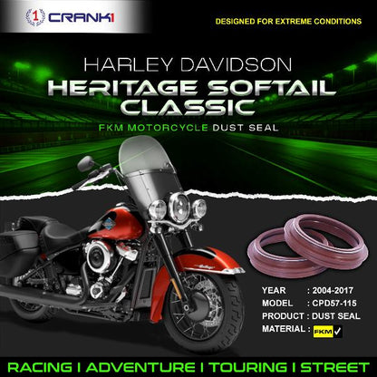 Crank1-Fork Dust Seals Pair For Harley Davidson Softail Classic (2004-2017)– CPD57-115