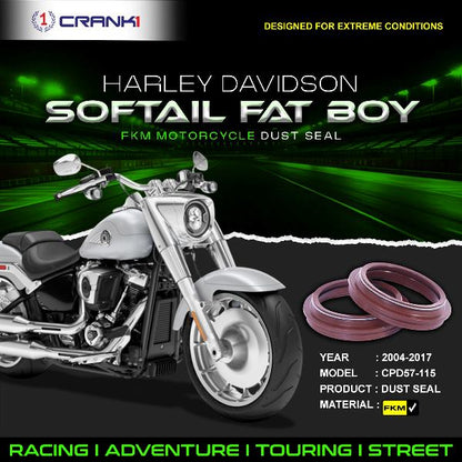 Crank1-Fork Dust Seals Pair For Harley Davidson Softail Fat Boy (2004-2017)– CPD57-115