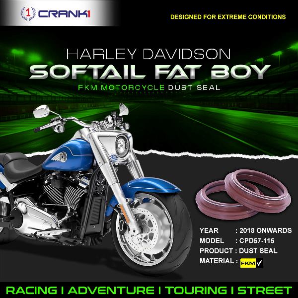 Crank1-Fork Dust Seals Pair For Harley Davidson Softail Fat Boy (2018 Onwards)– CPD57-115