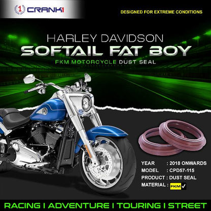 Crank1-Fork Dust Seals Pair For Harley Davidson Softail Fat Boy (2018 Onwards)– CPD57-115