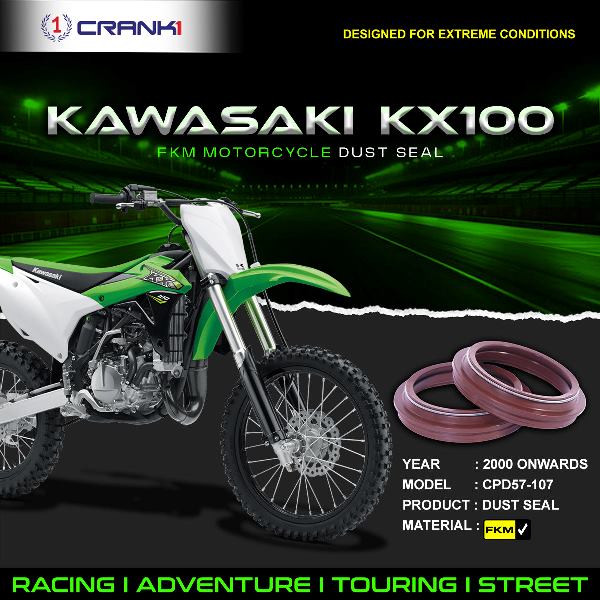 Crank1-Fork Dust Seals Pair For Kawasaki KX100 (2000 Onwards)– CPD57-107
