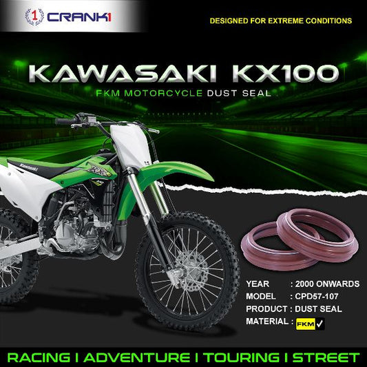 Crank1-Fork Dust Seals Pair For Kawasaki KX100 (2000 Onwards)– CPD57-107