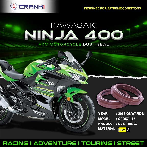Crank1-Fork Dust Seals Pair For Kawasaki Ninja 400 (2018 Onwards)– CPD57-115
