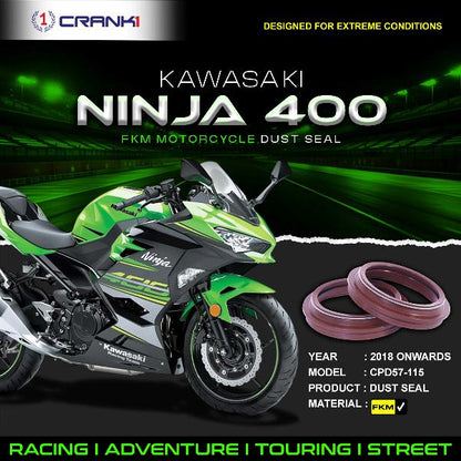 Crank1-Fork Dust Seals Pair For Kawasaki Ninja 400 (2018 Onwards)– CPD57-115