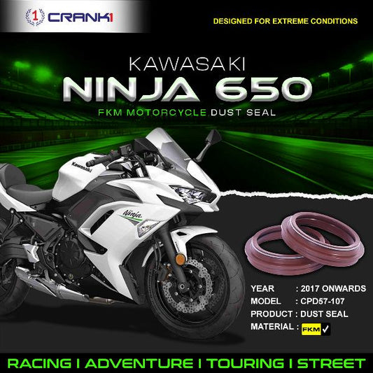 Crank1-Fork Dust Seals Pair For Kawasaki Ninja 650 (2017 Onwards)– CPD57-107