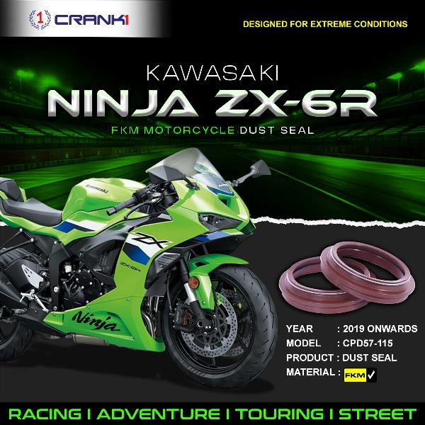 Crank1-Fork Dust Seals Pair For Kawasaki Ninja ZX-6R (2019 Onwards)– CPD57-115
