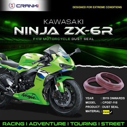 Crank1-Fork Dust Seals Pair For Kawasaki Ninja ZX-6R (2019 Onwards)– CPD57-115